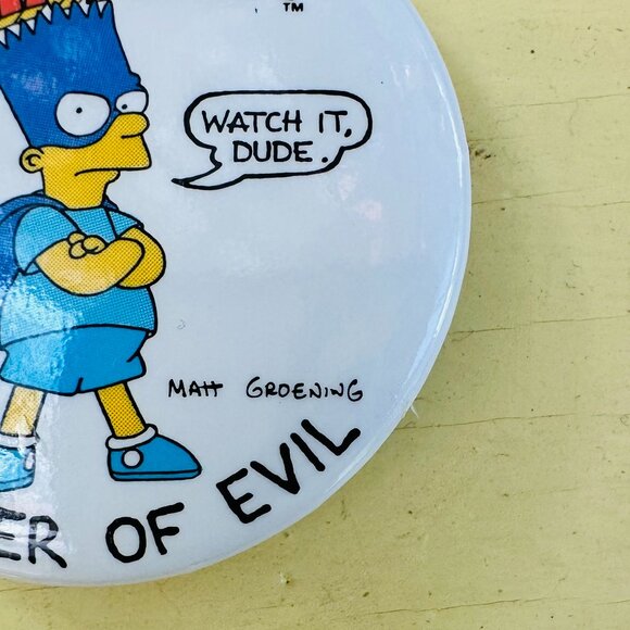 Vintage Simpson's Buttons, Bart Simpson, Homer Simpson, Novelty pin, NOS 1990s - Picture 4 of 5